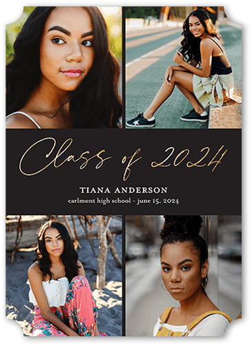 Honored Script Graduation Announcement, Black, 5x7 Flat, Matte, Signature Smooth Cardstock, Ticket