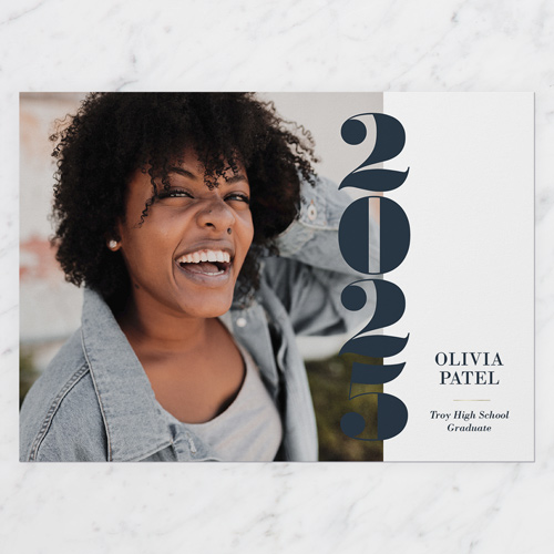 Graceful Graduate Graduation Announcement, White, 5x7 Flat, 100% Recycled Cardstock , Square