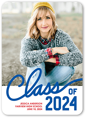 Proud Class Graduation Announcement, White, 5x7 Flat, Standard Smooth Cardstock, Rounded