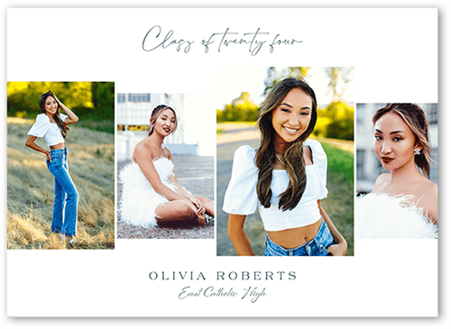 Photo Overlap Graduation Announcement, White, 5x7 Flat, 100% Recycled Cardstock ?, Square