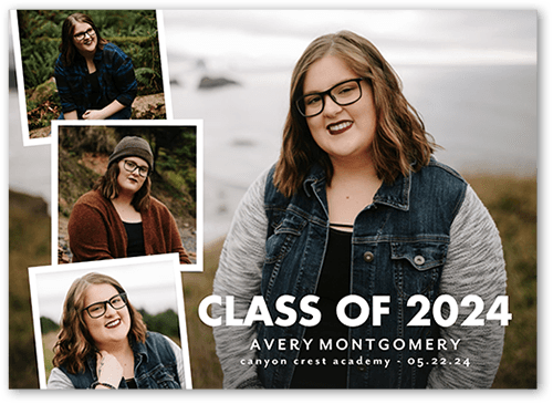 Class Snaps Graduation Announcement, White, 5x7 Flat, Standard Smooth Cardstock, Square