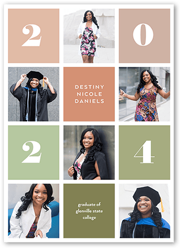 Grad Lattice Graduation Announcement, Green, 5x7 Flat, Write Your Own Greeting, 100% Recycled Cardstock ?, Square