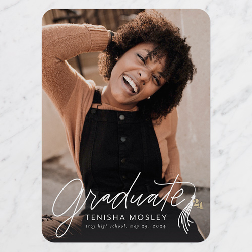 Graceful Tassel Graduation Announcement, Rounded Corners