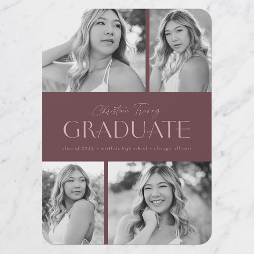 Graduate Gallery Graduation Announcement, Purple, 5x7 Flat, Standard Smooth Cardstock, Rounded