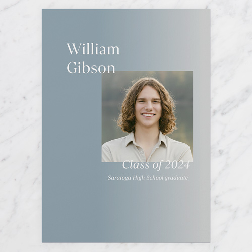 Elegant Gradient Graduation Announcement, Blue, 5x7 Flat, Write Your Own Greeting, Matte, Signature Smooth Cardstock, Square