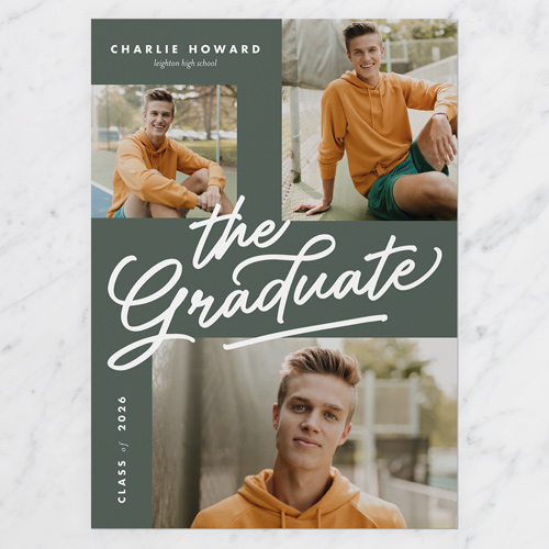 Happy Grad Graduation Announcement, Beige, 5x7 Flat, Pearl Shimmer Cardstock, Square, Quarry