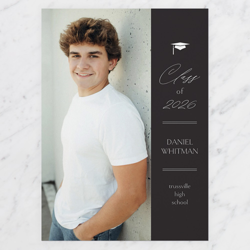 Split Space Graduation Announcement, Grey, 5x7 Flat, Standard Smooth Cardstock, Square, Charcoal