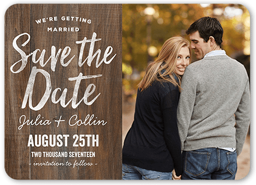 Getting Married Save The Date, Brown, Pearl Shimmer Cardstock, Rounded