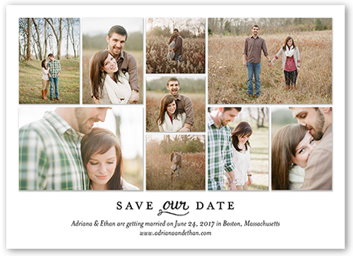 Modern Montage Save The Date, Black, Standard Smooth Cardstock, Square