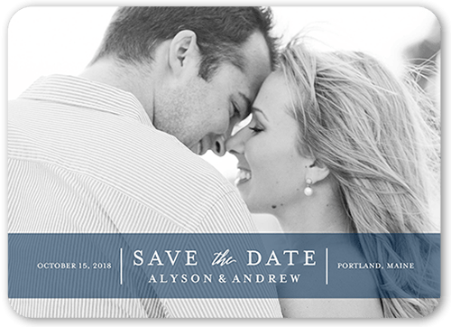 Capturing Magic Save The Date, Blue, 5x7 Flat, Pearl Shimmer Cardstock, Rounded