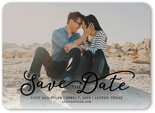 Whimsical Date Save The Date, Black, 5x7 Flat, Standard Smooth Cardstock, Rounded