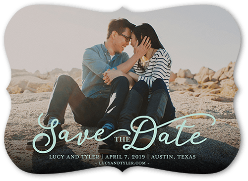 Whimsical Date Save The Date, Blue, Matte, Signature Smooth Cardstock, Bracket
