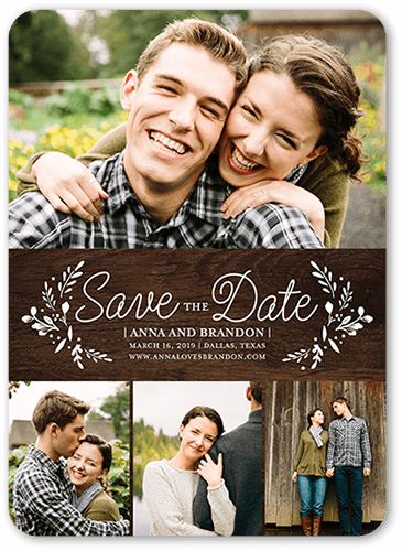 Kraft Botanical Save The Date, Brown, 5x7 Flat, Matte, Signature Smooth Cardstock, Rounded