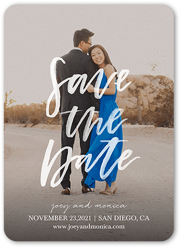 Brushed Photo Save The Date, Rounded Corners