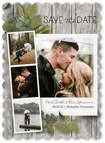 Stemmed Snapshot Save The Date, Grey, 5x7, Matte, Signature Smooth Cardstock, Scallop
