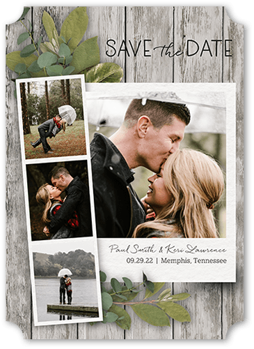 Stemmed Snapshot Save The Date, Grey, 5x7, Matte, Signature Smooth Cardstock, Ticket