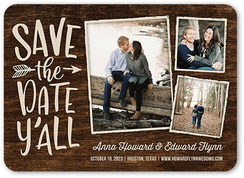 Southern Engagement Save The Date, Brown, 5x7, Pearl Shimmer Cardstock, Rounded