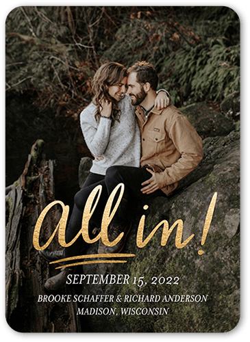 All In Save The Date, White, 5x7 Flat, Matte, Signature Smooth Cardstock, Rounded