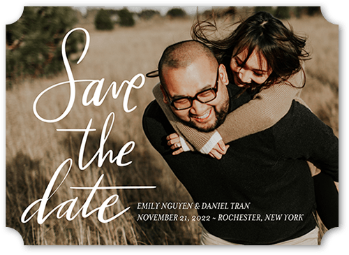 Handwritten Engagement Save The Date, White, 5x7 Flat, Matte, Signature Smooth Cardstock, Ticket