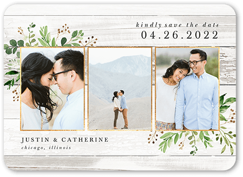 Botanical Borders Save The Date, White, 5x7 Flat, Standard Smooth Cardstock, Rounded