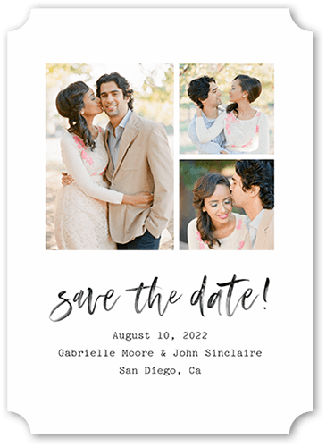 Collage Brush Save The Date, White, 5x7, Matte, Signature Smooth Cardstock, Ticket