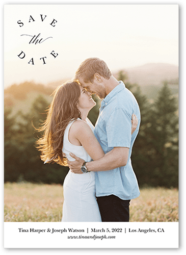 Elegant Circle Save The Date, White, 5x7 Flat, Pearl Shimmer Cardstock, Square, White