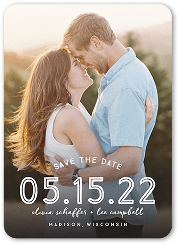 Gradient Love Save The Date, White, 5x7 Flat, Matte, Signature Smooth Cardstock, Rounded, White