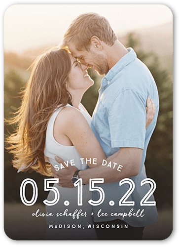 Gradient Love Save The Date, White, 5x7 Flat, 100% Recycled Cardstock , Rounded