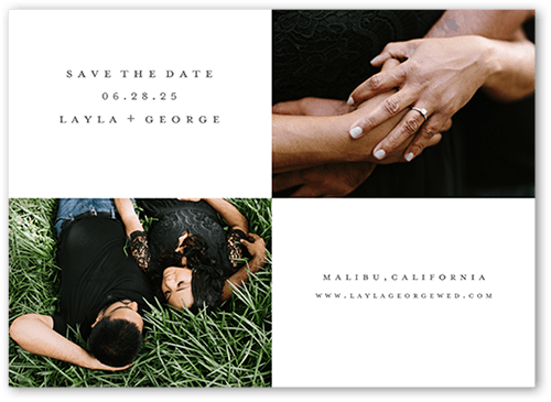 Clean Framework Save The Date, White, 5x7 Flat, Pearl Shimmer Cardstock, Square, White