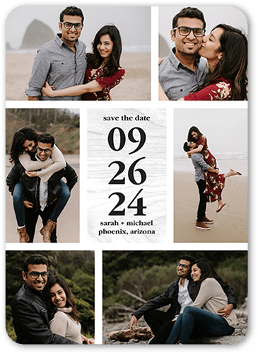 Minimal Rustic Save The Date, White, 5x7 Flat, 100% Recycled Cardstock , Rounded