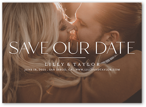 Modern Serif Save The Date, White, 5x7 Flat, 100% Recycled Cardstock , Square, White