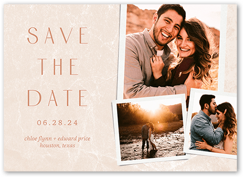 Marble Base Save The Date, Beige, 5x7 Flat, Standard Smooth Cardstock, Square, Adobe Blush
