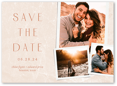 Marble Base Save The Date, Beige, 5x7 Flat, Pearl Shimmer Cardstock, Square