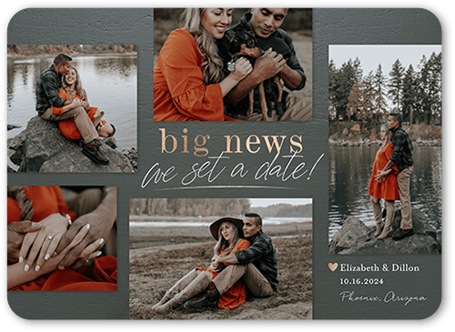 Huge News Save The Date, Green, 5x7 Flat, 100% Recycled Cardstock , Rounded, Avocado