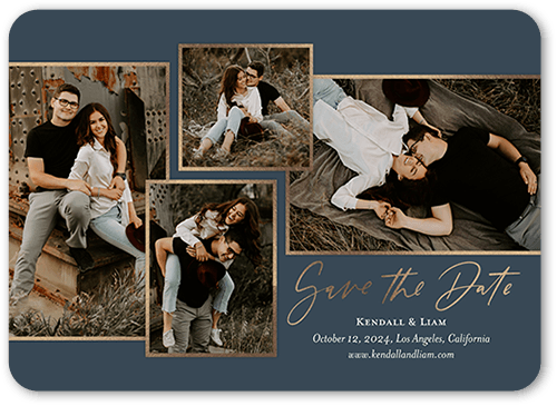Fresh Frames Save The Date, Grey, 5x7 Flat, Standard Smooth Cardstock, Rounded