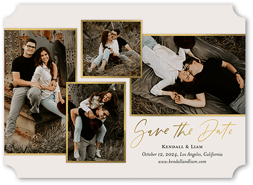 Fresh Frames Save The Date, Grey, 5x7 Flat, Matte, Signature Smooth Cardstock, Ticket