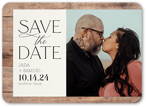 Rustic Date Save The Date, White, 5x7 Flat, Matte, Signature Smooth Cardstock, Rounded, White