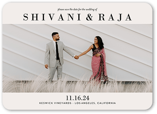 Framed Photo Save The Date, none, White, 5x7 Flat, 100% Recycled Cardstock , Rounded, White