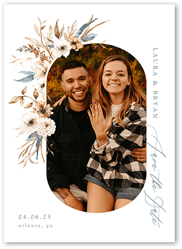Wild Botanic Save The Date, Grey, 5x7 Flat, Pearl Shimmer Cardstock, Square
