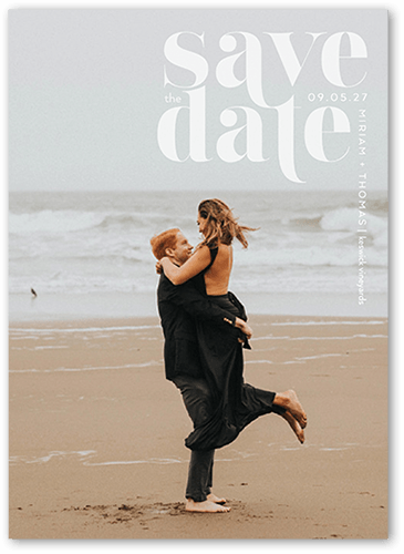Connected Date Save The Date, White, 5x7 Flat, Matte, Signature Smooth Cardstock, Square
