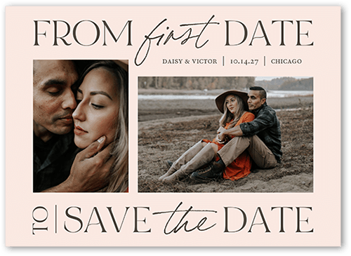 Important Dates Save The Date, Pink, 5x7 Flat, Pearl Shimmer Cardstock, Square