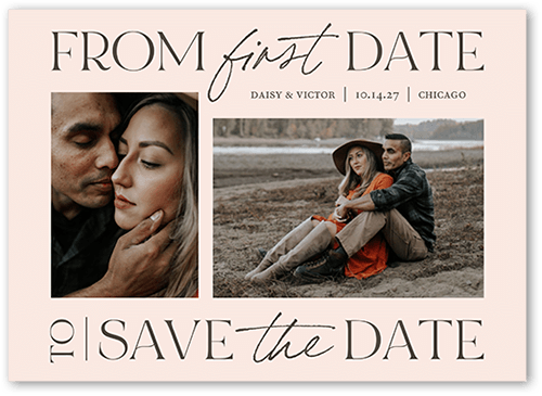 Important Dates Save The Date, Pink, 5x7 Flat, 100% Recycled Cardstock , Square
