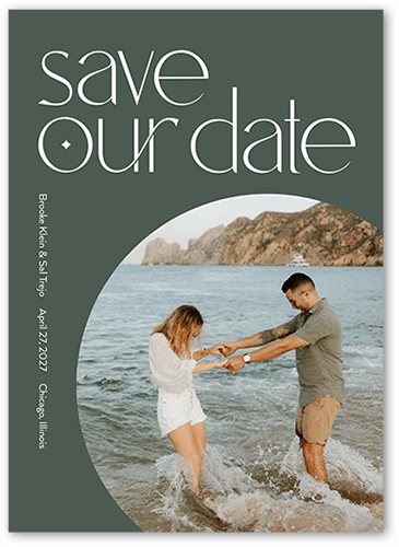 Around The Date Save The Date, Green, 5x7 Flat, 100% Recycled Cardstock , Square, Green