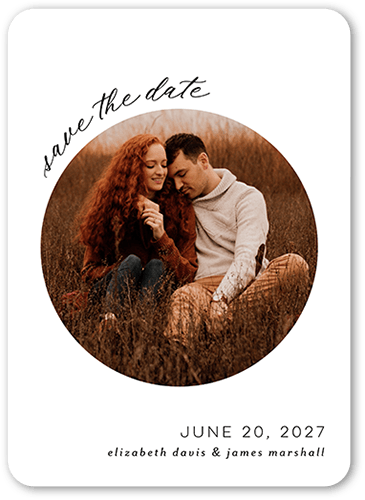 Focused Memories Save The Date, White, 5x7 Flat, Pearl Shimmer Cardstock, Rounded