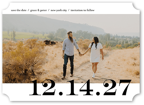 Central Date Save The Date, White, 5x7 Flat, Matte, Signature Smooth Cardstock, Ticket