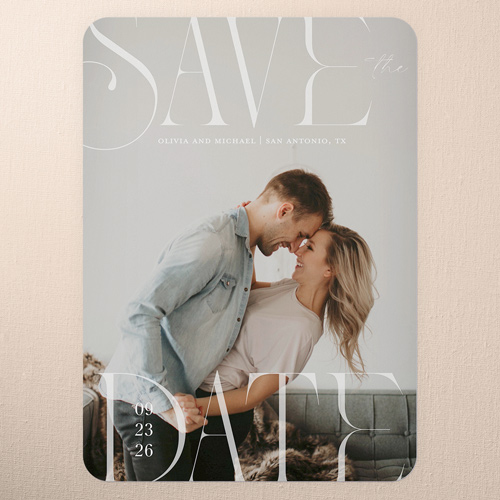 Chic Art Deco Save The Date, White, 5x7 Flat, Standard Smooth Cardstock, Rounded, White