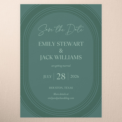 Enchanting Details Save The Date, Green, 5x7 Flat, Standard Smooth Cardstock, Square