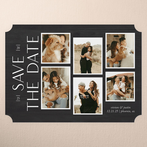 Timeless Charm Save The Date, Black, 5x7 Flat, Matte, Signature Smooth Cardstock, Ticket