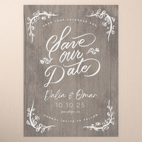 Laurels Of Love Save The Date, Brown, 5x7 Flat, Pearl Shimmer Cardstock, Square