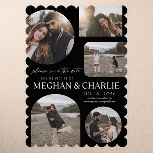 Unique Framing Save The Date, Black, 5x7 Flat, Matte, Signature Smooth Cardstock, Scallop